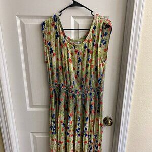 Barcachi Green Floral Dress Size L – Elegant & Vibrant